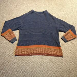 The Territory Ahead Knit Sweater Mens XXL Blue Orange Pullover Wool Cotton